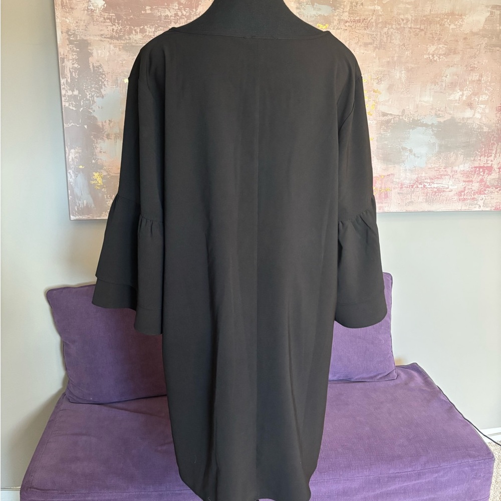 Cupshe Black A-Line Mini Dress with Bell Sleeves and V-Neck Size XL - Picture 5 of 10